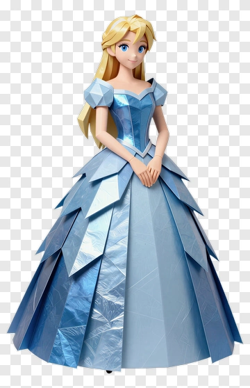 3D Princess In A Blue Dress PNG