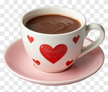 Cup Of Hot Chocolate With Heart Design PNG