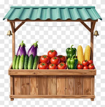 Vegetable Stand With Fresh Produce PNG