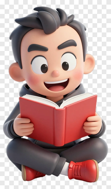 Cartoon Boy Reading A Book PNG