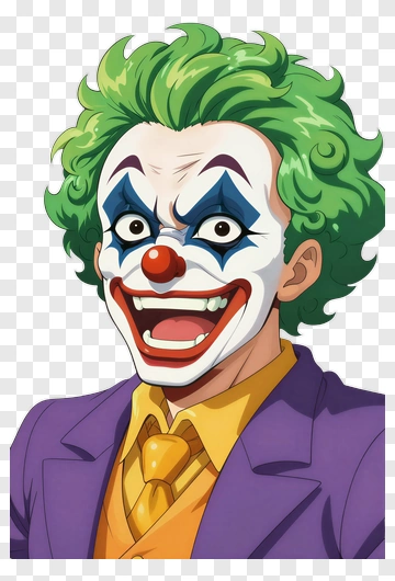 Cartoon Clown With Green Hair And Purple Suit PNG
