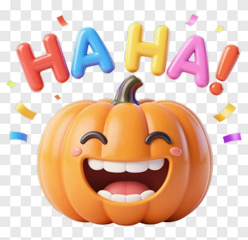 Happy Pumpkin With Ha Ha Text PNG