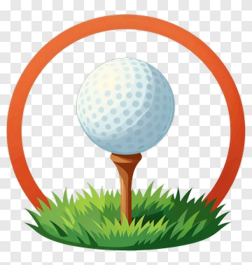 Golf Ball On A Tee With Grass And Circle PNG