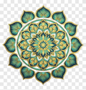 Ornate Mandala Design In Blue And Gold PNG