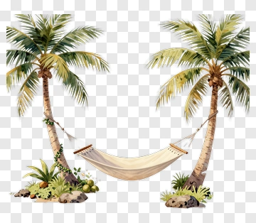 Hammock Between Two Palm Trees PNG