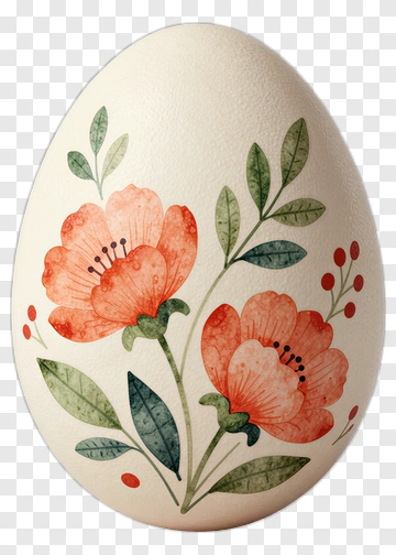 Decorative Egg With Floral Design PNG