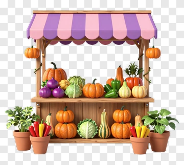 Vegetable And Pumpkin Market Stand PNG