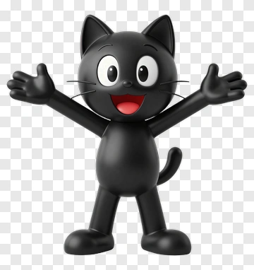 Cartoon Black Cat With Open Arms PNG