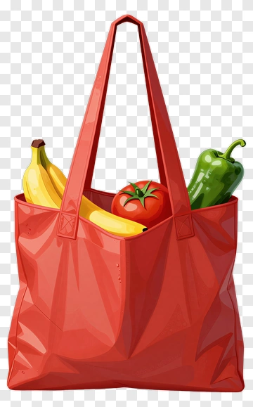 Red Grocery Bag With Fruits And Vegetables PNG