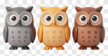 Colorful Cartoon Owls PNG