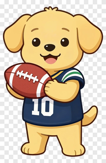 Cartoon Dog Holding A Football PNG
