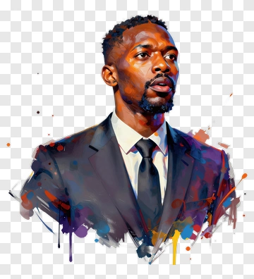 Portrait Of A Man In A Suit With Colorful Abstract Background PNG