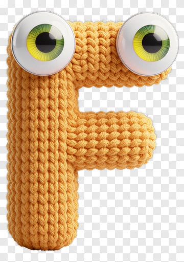 Knitted Letter F With Eyes PNG