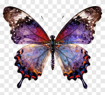 Colorful Butterfly With Artistic Design PNG