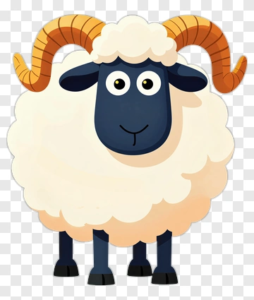 Cartoon Ram With Curly Horns PNG