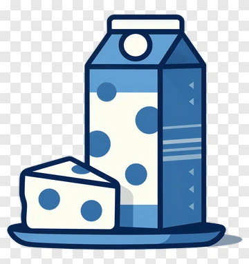 Cartoon Milk Carton And Cheese Slice PNG