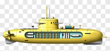 Yellow Submarine With Visible Interior Components PNG