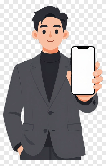 Businessman Holding A Smartphone PNG