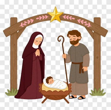 Nativity Scene With Mary, Joseph, And Baby Jesus PNG
