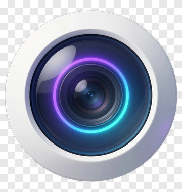 Camera Lens With Colorful Light Effects PNG