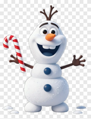 Cartoon Snowman Holding A Candy Cane PNG