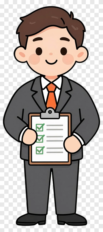 Cartoon Businessman Holding A Checklist PNG