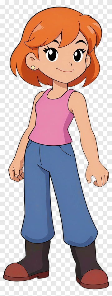 Cartoon Girl With Orange Hair PNG