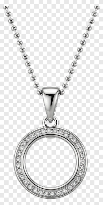 Silver Necklace With Circular Pendant PNG