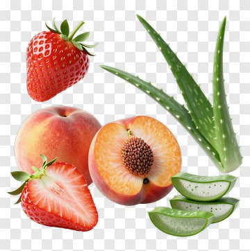 Strawberries And Peaches With Aloe Vera PNG