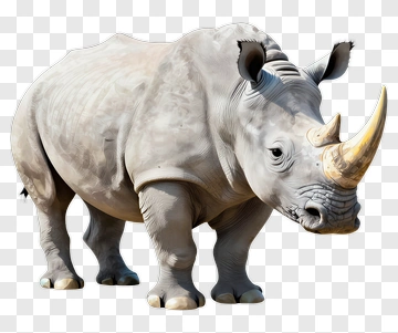 3D Rhinoceros With A Horn PNG