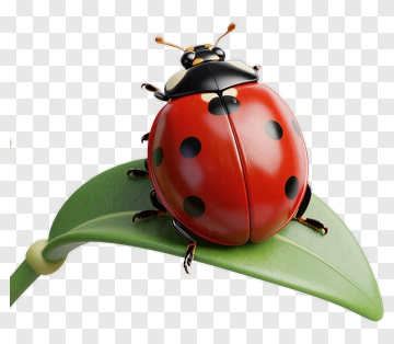 3D Ladybug On A Leaf PNG