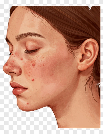 Realistic Portrait Of A Woman With Acne PNG
