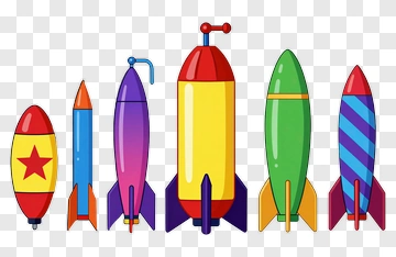 Colorful Cartoon Rockets PNG