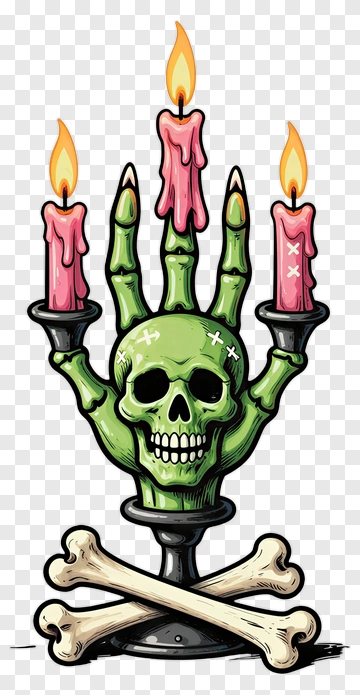 Halloween Skull Candle Holder PNG