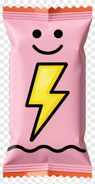 Cartoon Snack Packaging With Lightning Bolt Design PNG
