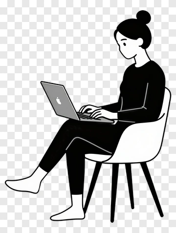 Woman Working On A Laptop PNG