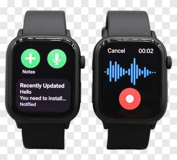 Smartwatch Displaying Voice Recording Features PNG