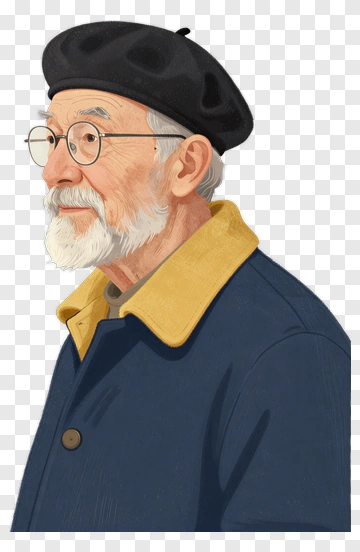 Elderly Man In A Beret And Jacket PNG