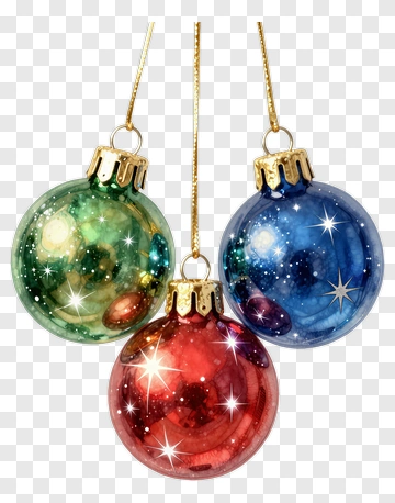 Colorful Christmas Ornaments PNG