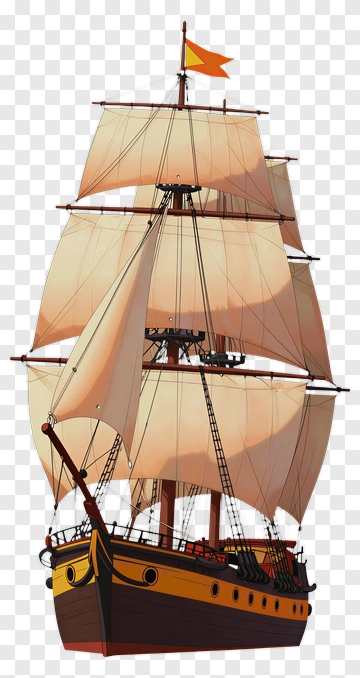 Sailing Ship With Full Sails PNG