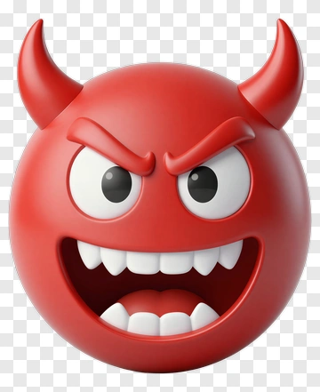 Cartoon Red Devil Emoji Face PNG