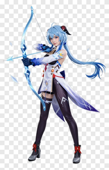 Anime Archer Holding A Bow PNG