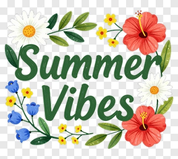 Summer Vibes Floral Design PNG