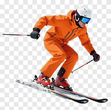 Skiing Man In Orange Suit PNG
