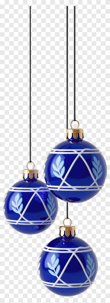 Blue Christmas Ornaments With Leaf Design PNG