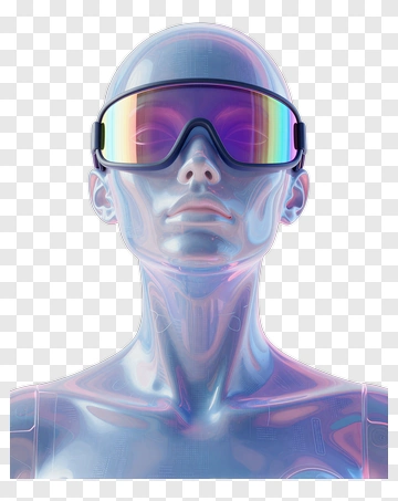 3D Futuristic Mannequin Wearing Sunglasses PNG