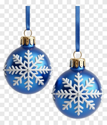 Blue Christmas Ornaments With Snowflakes PNG