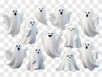 Cartoon Ghosts With Various Expressions PNG