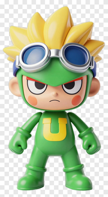 Cartoon Character With Green Costume And Goggles PNG