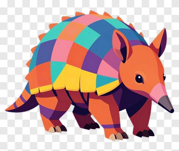 Colorful Cartoon Armadillo PNG